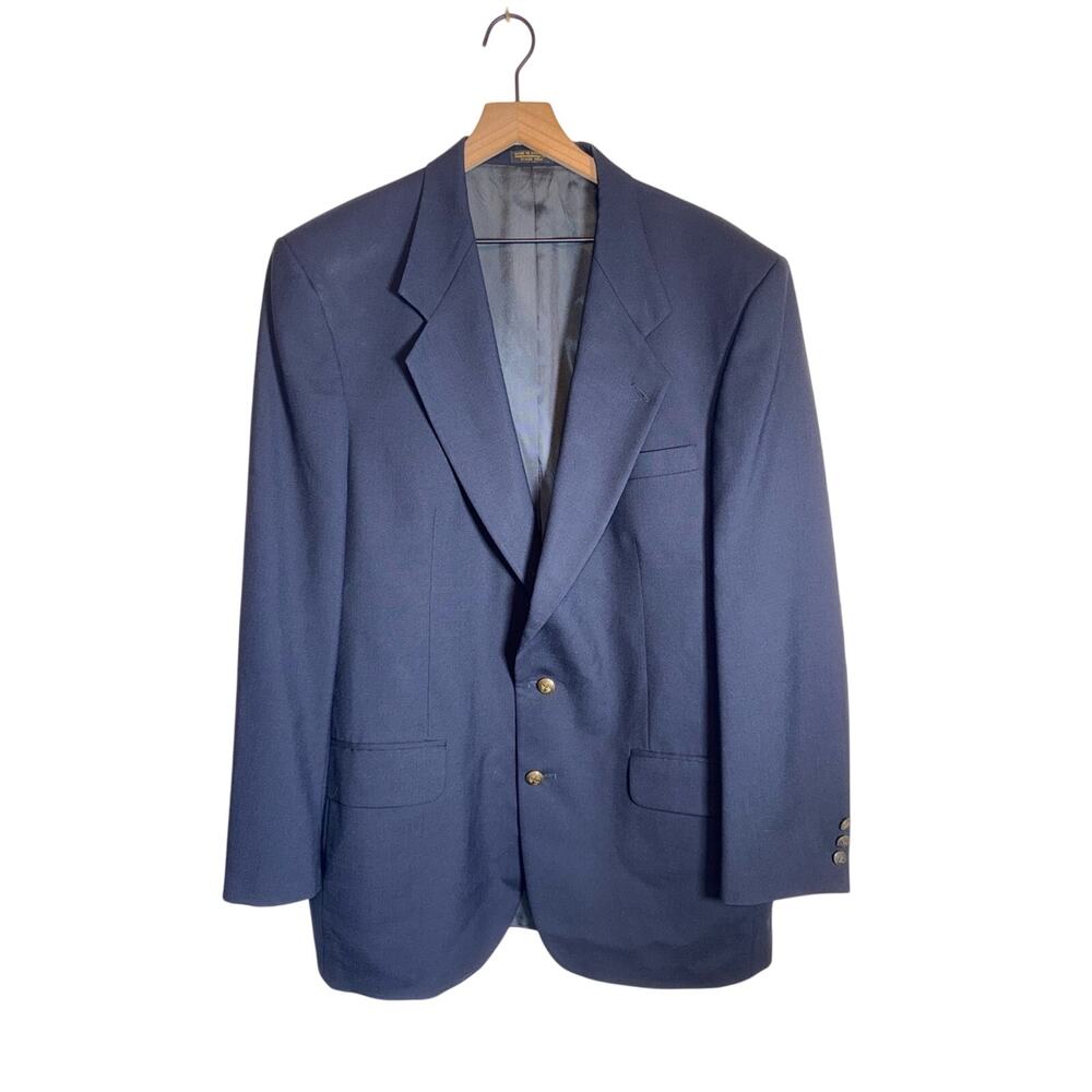 OSCAR DE LA RENTA Black Men’s Wool Desitner Tailored Jacket 43L
